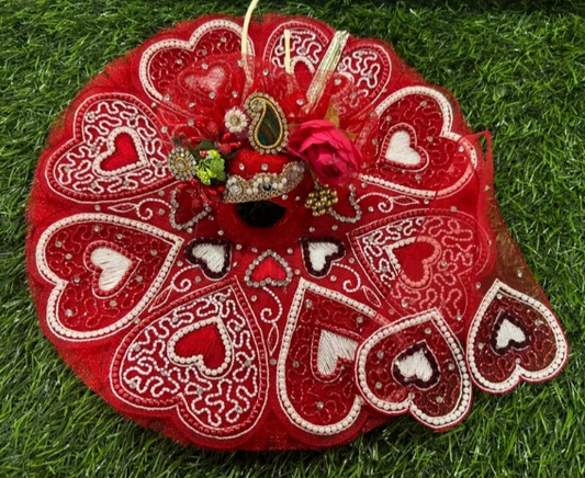Valentine fancy poshak for Laddu Gopal Ji in red colour