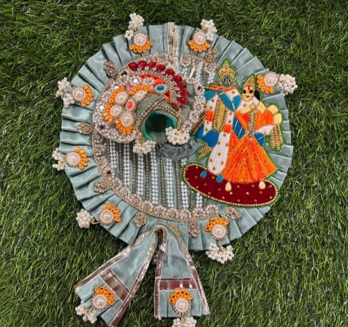 Jugal jodi butti work poshak for Laddu Gopal Ji in seagreen colour