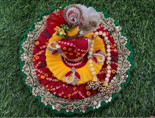 Lehariya butti work poshak for Laddu Gopal Ji in red colour