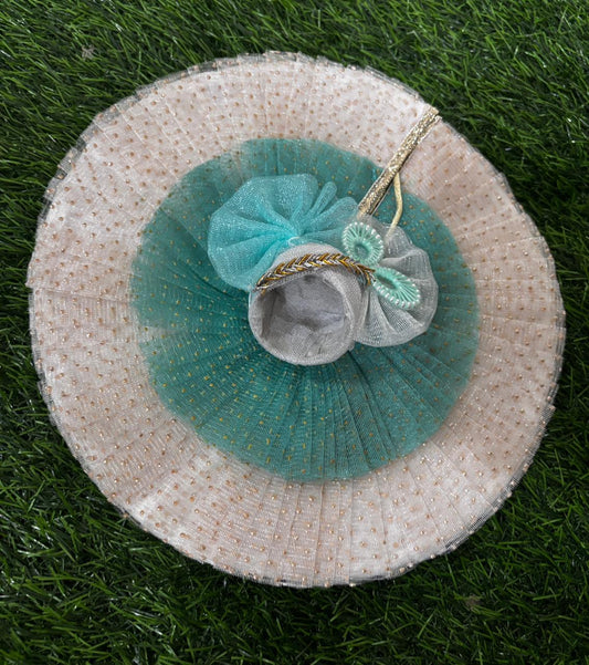 Net work poshak for Laddu Gopal Ji in white green colour