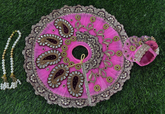 Butti work poshak for Laddu Gopal Ji in pink colour
