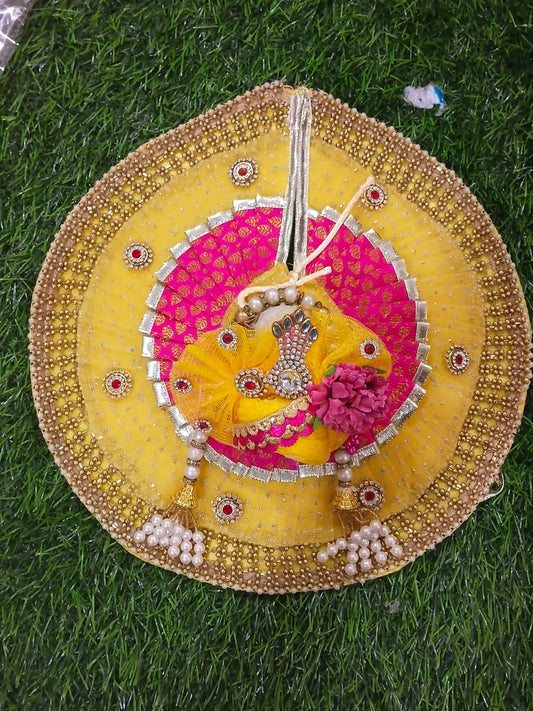 Butti work poshak for Laddu Gopal Ji in yellow colour
