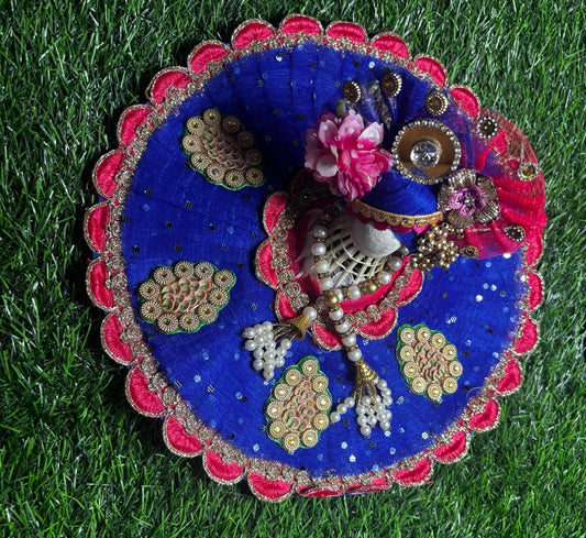 Butti work poshak for Laddu Gopal Ji in blue colour