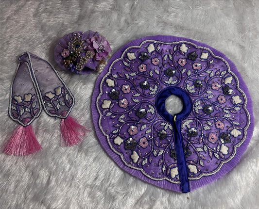 Moti beads work poshak for Laddu Gopal Ji in light purple colour