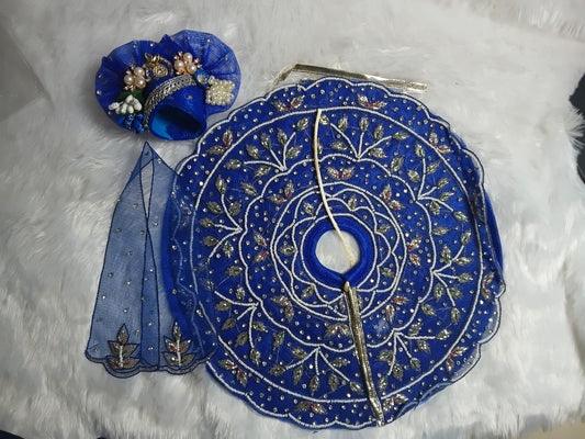 Blue net poshak with moti work for Laddu Gopal Ji