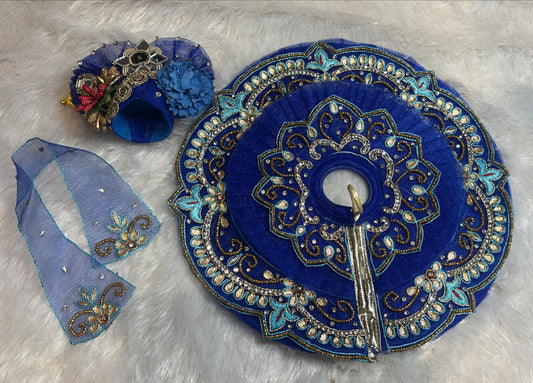 Blue net poshak with gotta work for Laddu Gopal Ji