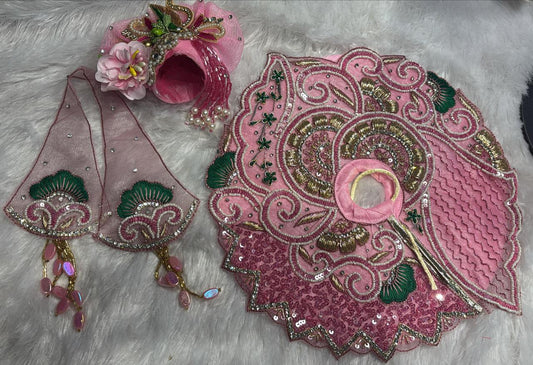 Net poshak with moti sequence and thread work for Laddu Gopal Ji