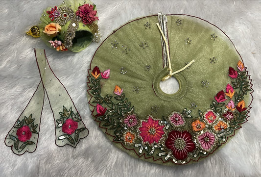 Net poshak with flowers encrafted poshak for Laddu Gopal Ji