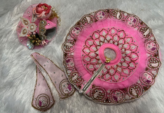 Pink poshak with parrot made of moti for Laddu Gopal Ji