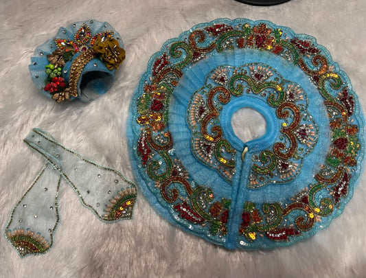Blue poshak with multi colour embroidery work poshak for Laddu Gopal Ji