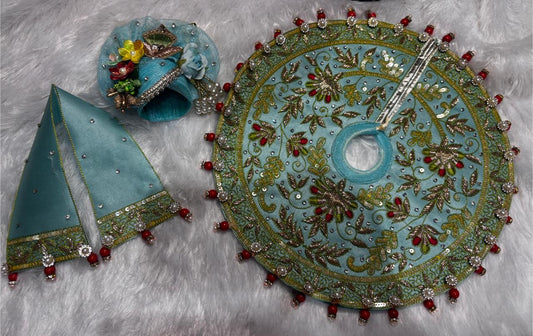 Sea Green poshak with heavy zardosi work for Laddu Gopal Ji