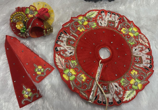 Red poshak with elephant encrafted poshak for Laddu Gopal Ji